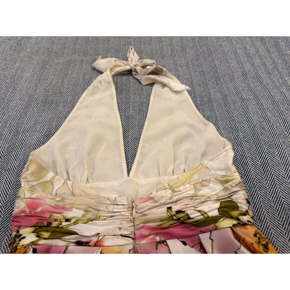 Adrianna Papell Floral Halter Neck Dress With Tulle Underskirt & Vibrant Print - Picture 7 of 12